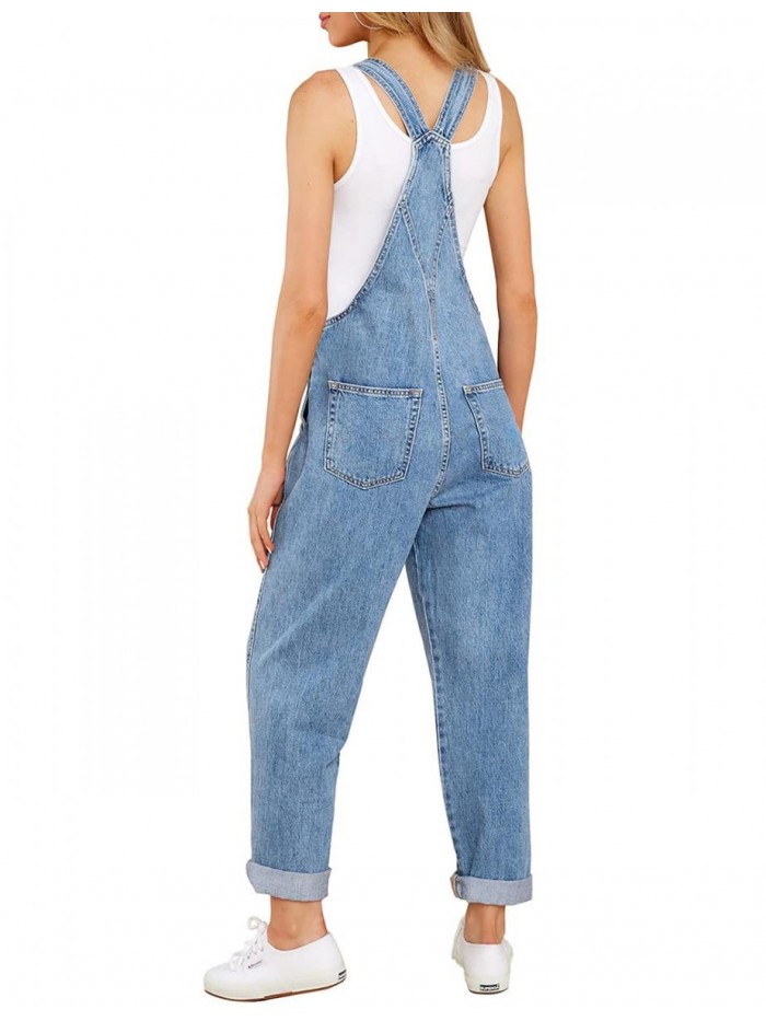 Womens Classic Adjustable Straps Pockets Denim Bib Overalls Jeans Pants 