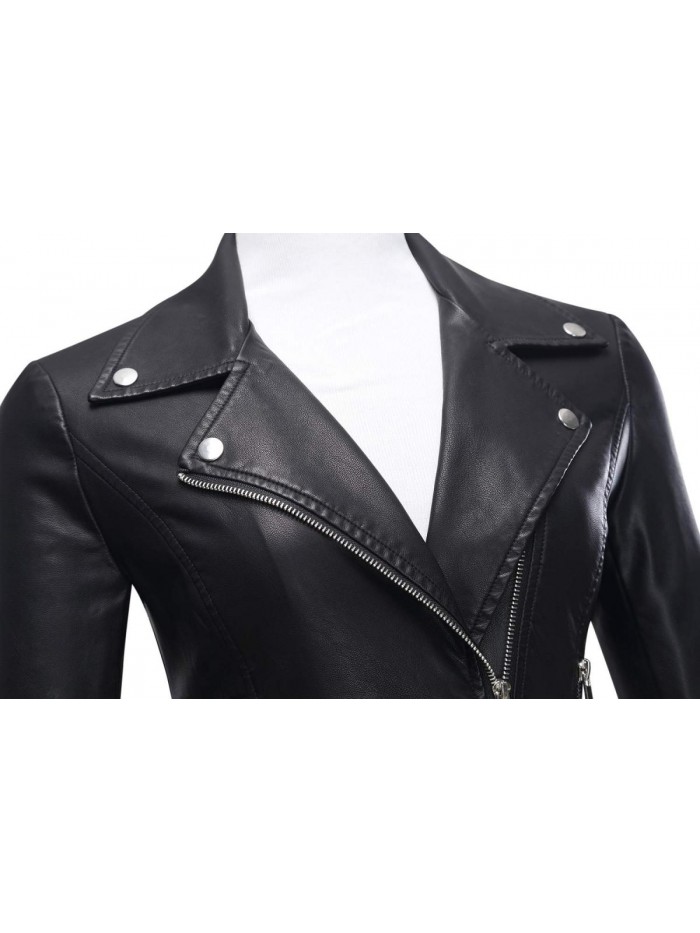 Women's Faux Leather Moto Biker Short Coat Jacket 