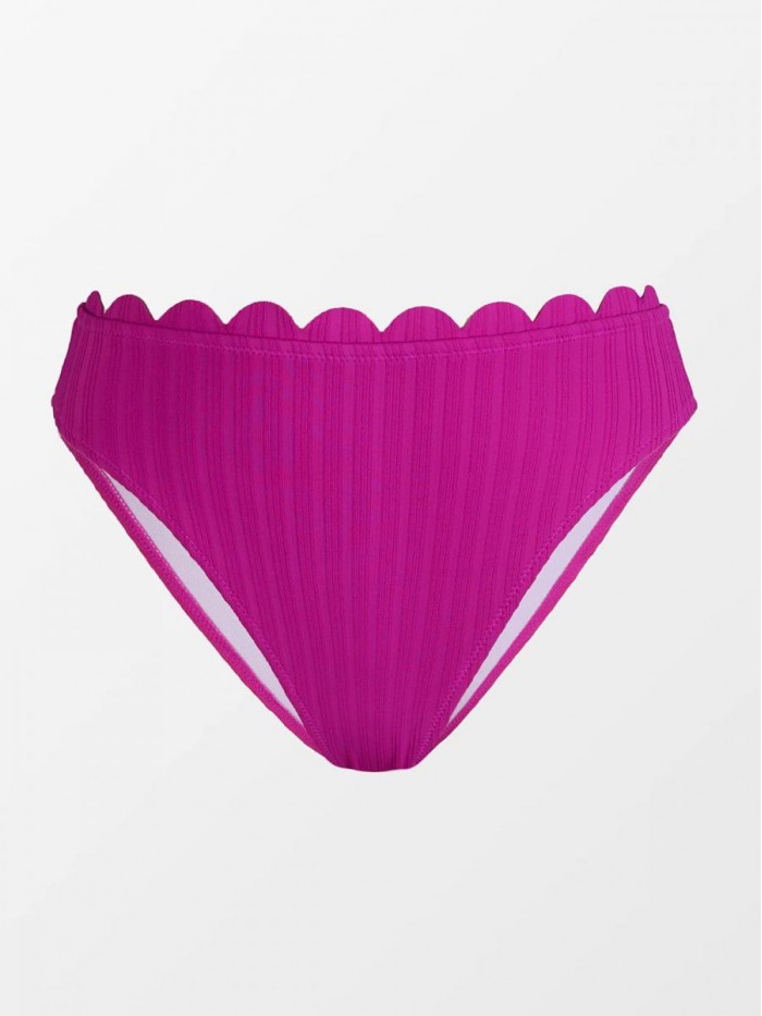 Women's Bikini Bottom Violet Scalloped Mid Rise Bathing Suit 