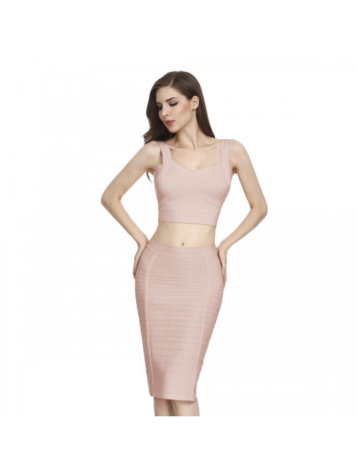 Women's High Waist Knee Length Stripe Bandage Pencil Skirt 