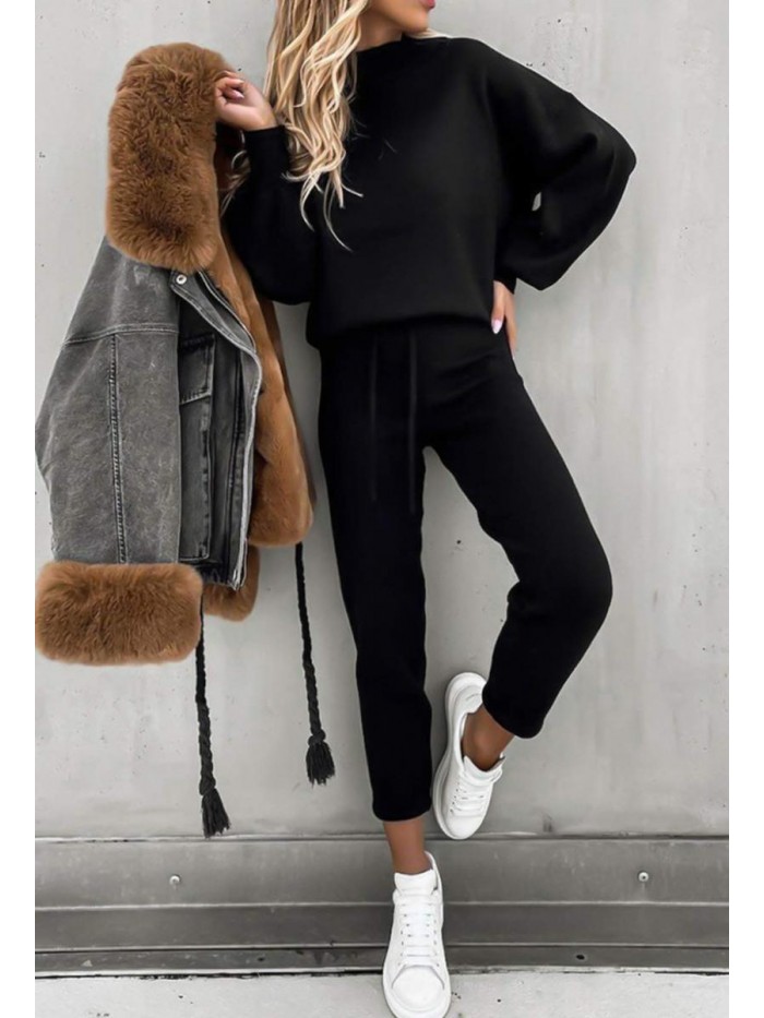 Women's 2 Piece Outfits Long Sleeve Pullover Sweatshirt Jogger Pants Sweatsuit 