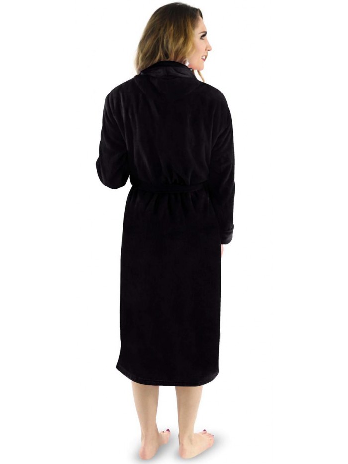 Threads Womens Fleece Bathrobe - Shawl Collar Soft Plush Spa Robe 