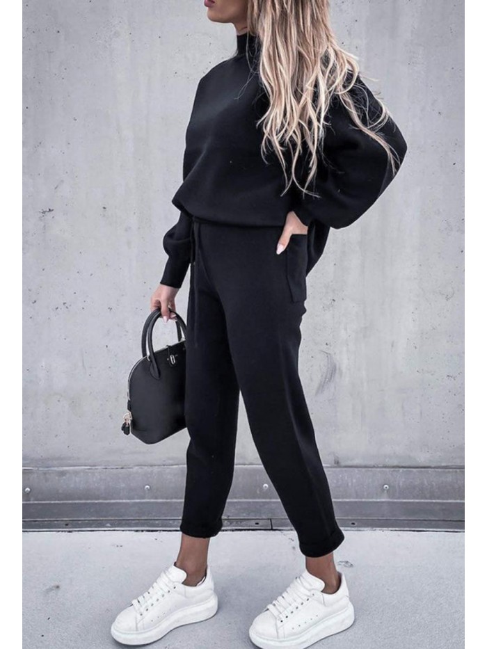 Women's 2 Piece Outfits Long Sleeve Pullover Sweatshirt Jogger Pants Sweatsuit 