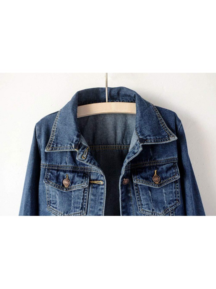 Women's Casual Detachable Hoodie Denim Jacket 