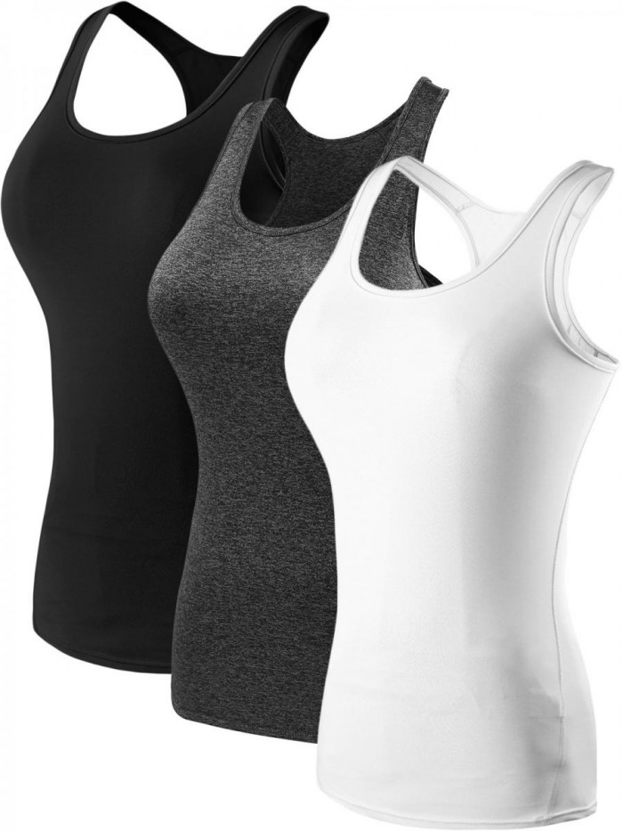 Women's 3 Pack Compression Base Layer Dry Fit Tank Top 