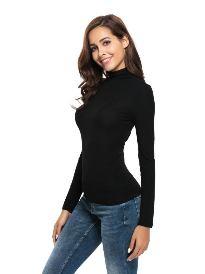 Long Sleeve Mock Turtleneck Stretch Fitted Underscrubs Layer Tee Tops 