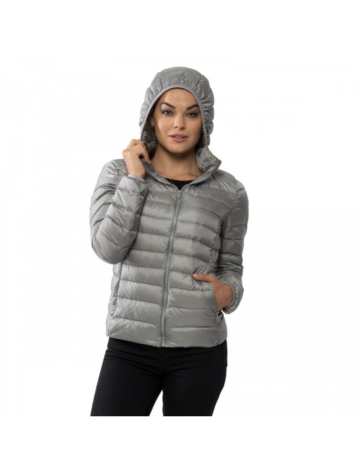 Swiss Eva Womens Down Alternative Puffer Jacket Hooded Light Packable Coat 