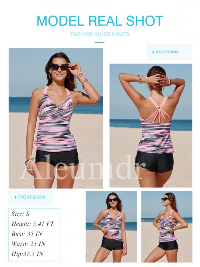 Womens Printed Strappy Racerback Tankini Swim Top No Bottom S - XXXL 