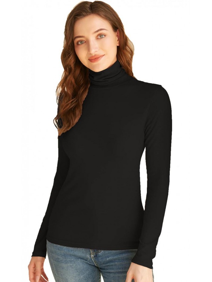 Women Turtleneck Tops Long Sleeve Slim Fit Lightweight Base Layer Shirts