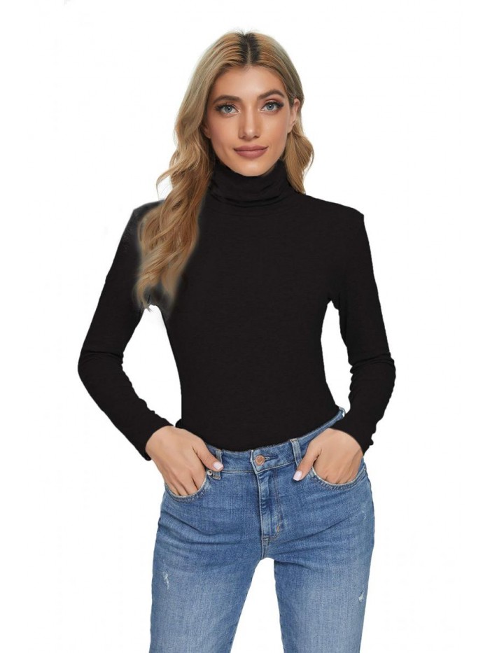 Evagnee Womens Long Sleeve Turtleneck Lightweight Slim Active Shirt