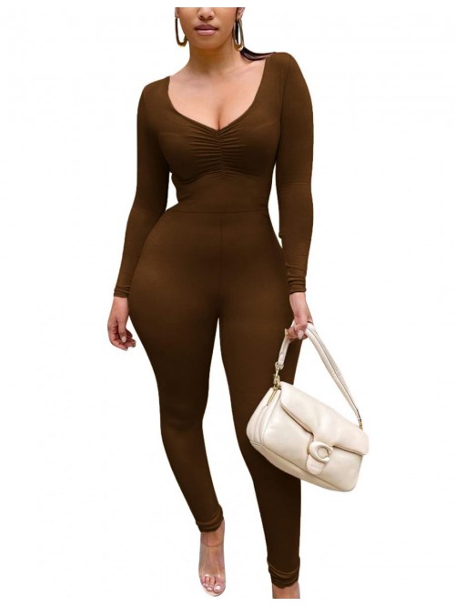 Women's Sexy Long Sleeve Bodycon One Piece Jumpsui...