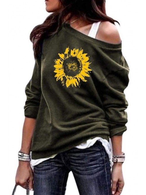 Womens Love Letter Printed Off Shoulder Pullover S...