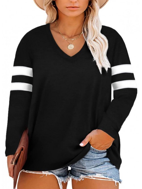 Sailed Womens Plus Size Tops Casual Long Sleeve V ...