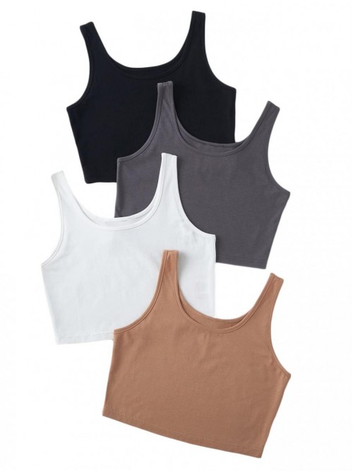 Women's 4packs Plus Size Rib Knit Sleeveless Tank ...