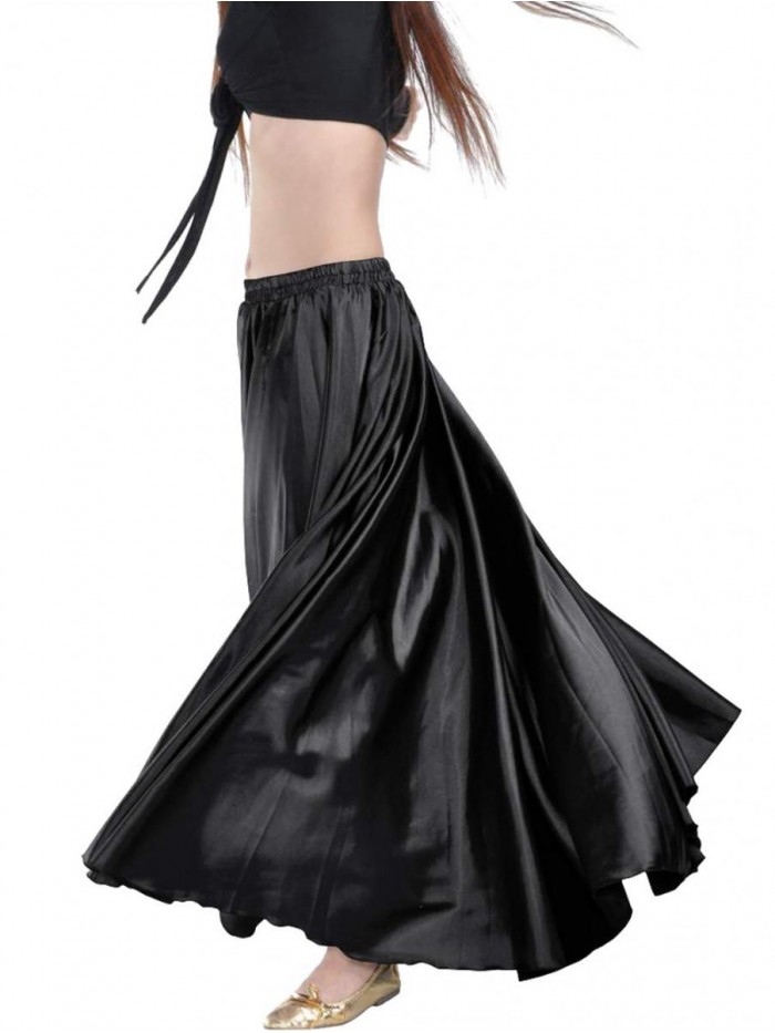 Trendy Women's Satin Full Circle Swing Halloween Belly Dance Tribal Skirt 