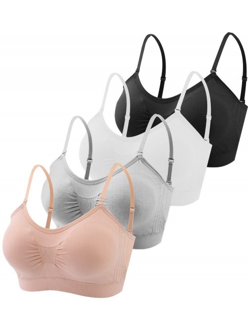 4 Pieces V Neck Padded Bralette Cami Bra Wireless ...