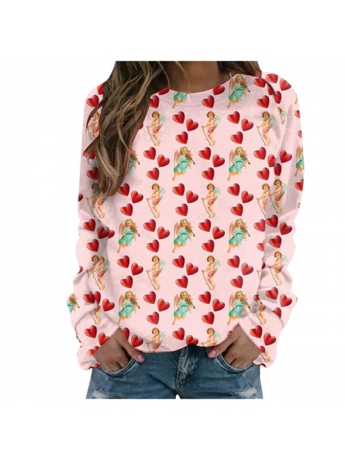 Valentine's Day Long Sleeve Sweatshirt Heart Love ...