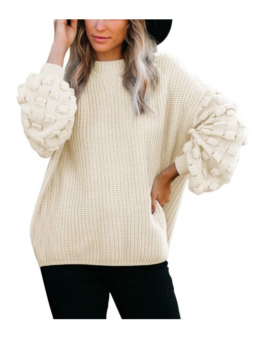 Women's Cute Oversized Crewneck Loose Puff Sleeves...