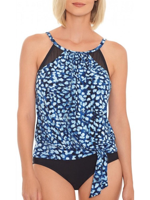 Bay Womens High Neck Mesh Blouson Tankini Top 16 B...