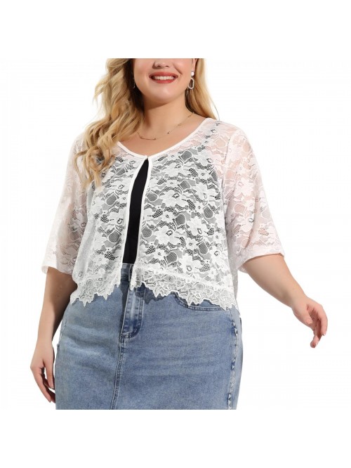 Orinda Plus Size Shrug Top for Women 1/2 Sleeve Fl...