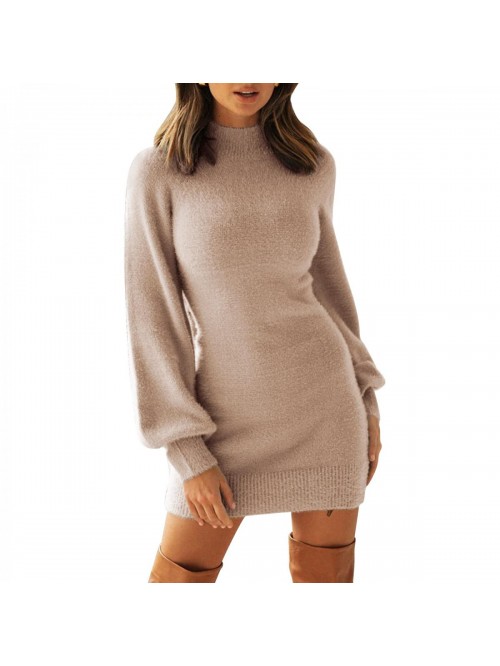 Women's Mock Neck Ribbed Long Sleeve Bodycon Pullo...