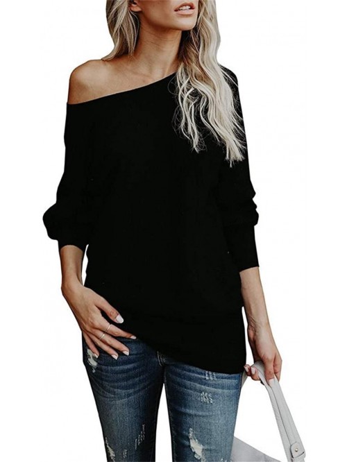 Womens Off The Shoulder Sweater Oversized Knit Lon...