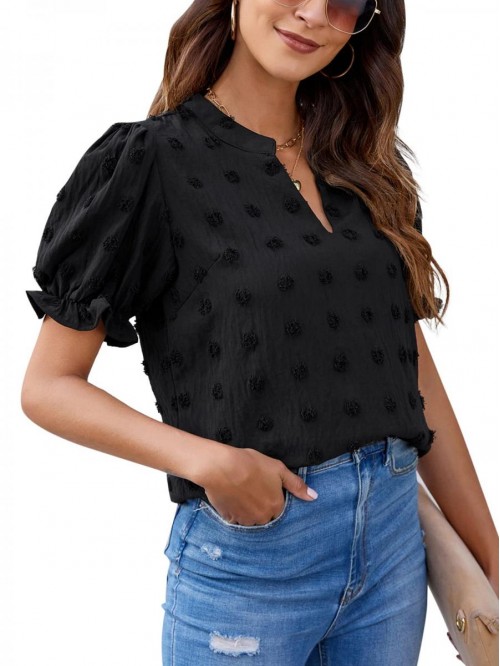 Jelly Womens Puff Sleeve Summer Tops Chiffon Short...