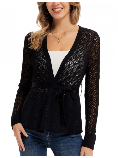 KARIN Womens Cardigans Hollowed-Out Open Front Kni...