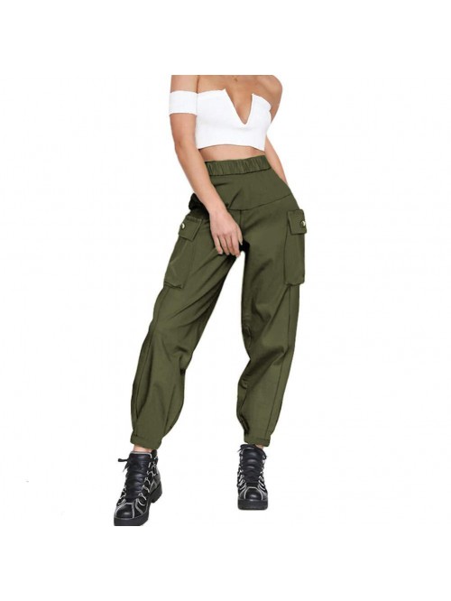 Women's Cargo Pants, Casual Outdoor Solid Color El...