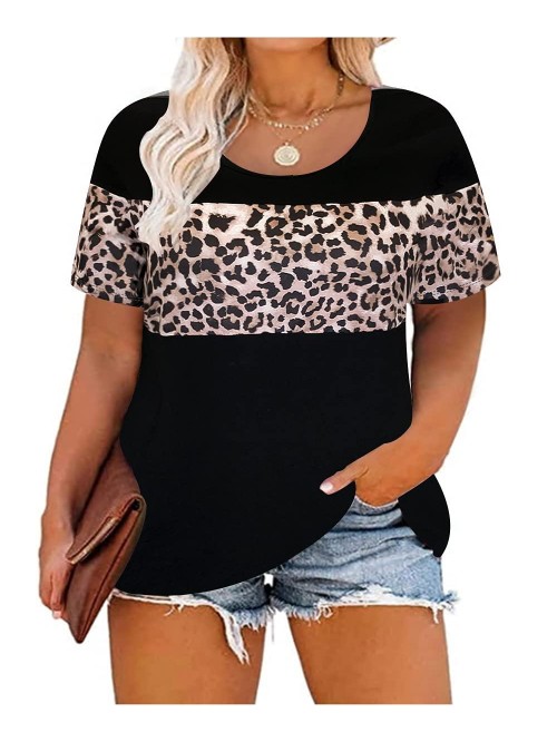 Plus Size Tops for Women Leopard Camo Floral Print...