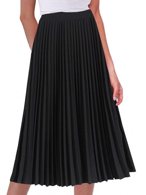 Women's High Waist Pleated Skirt A line Swing Midi...