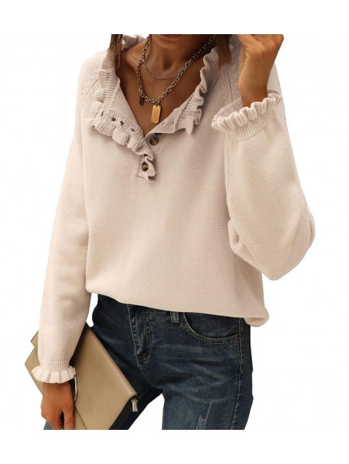 Women's Sweaters Casual Long Sleeve Button Down Cr...