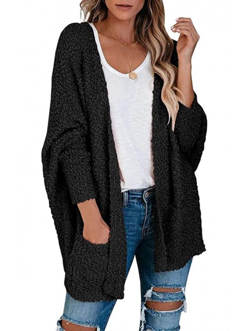 Women's Popcorn Long Sleeve Open Front Chunky Knit...