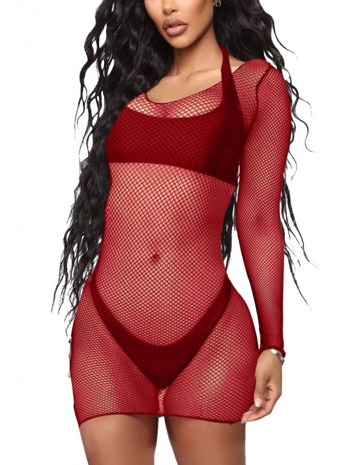 Womens See Through Mesh Dresses Swimsuits Summer C...