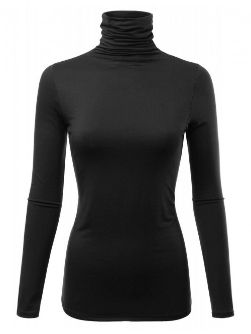 Womens Premium Long Sleeve Turtleneck Lightweight ...