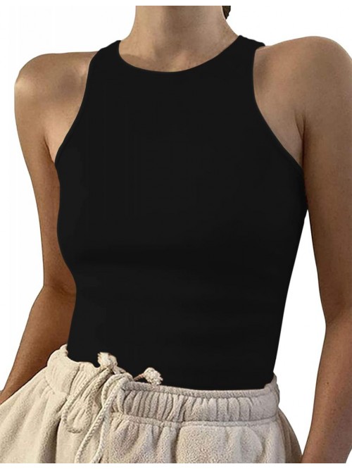 Women's Cute High Neck Sleeveless Racerback Halter...