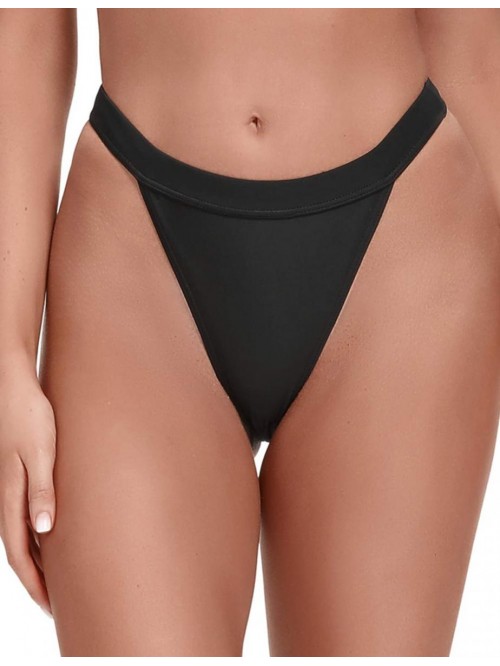 Womens High Cut Bikini Bottoms High Waisted Black ...