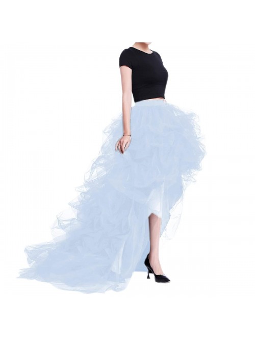 Women's Long High Low Ruffles Party Tulle Skirt 