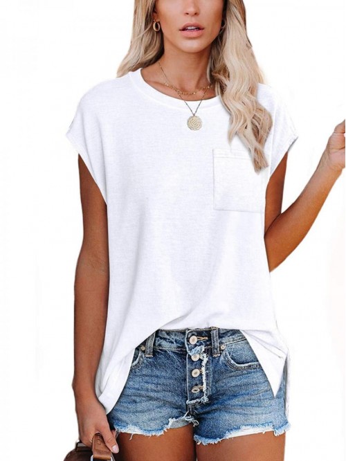 T Shirts for Women Loose Fit Cap Sleeve T Shirts w...