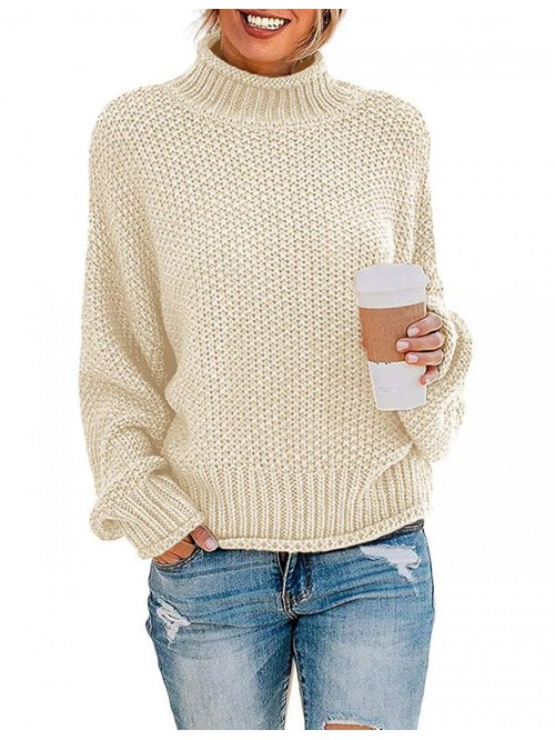 Women's Turtleneck Batwing Sleeve Loose Oversized ...