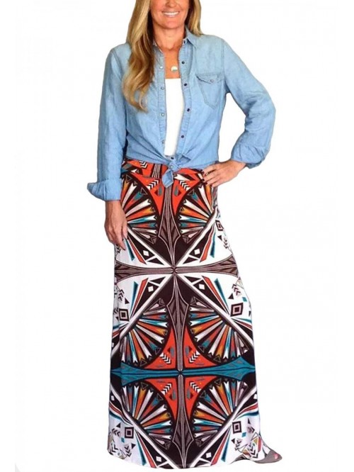 Women's Bohemian Print Long Maxi Skirt 