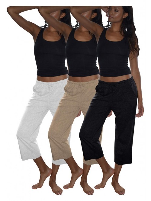 Basics Women's 3 Pack Soft Flex-Cotton Knit Pajama...