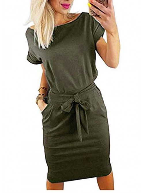 Women's Striped Elegant Short Sleeve Wear to Work ...