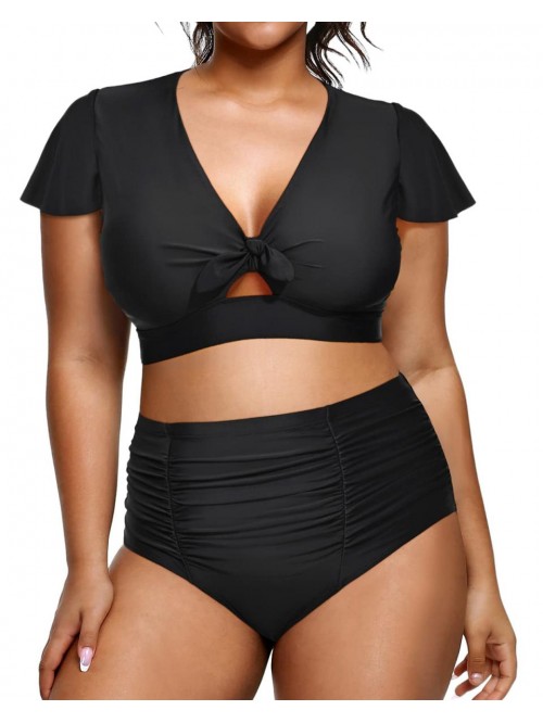 Two Piece Plus Size Bikini Set High Waisted Sw...