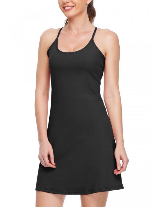 Women's Exercise Dress Built-in Bra with Detachabl...