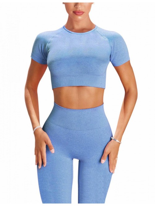 Workout Sets for Women 2 Piece Sports Crop Tops Se...