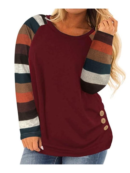 Womens Plus Size Tops Long Sleeve Shirts V Neck Tu...