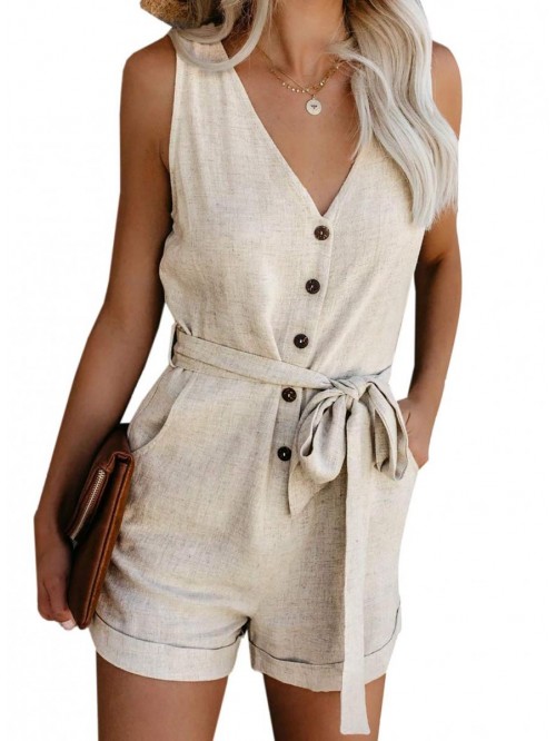 Women V Neck Bat Sleeve Belted Wrap Short Jumpsuit...