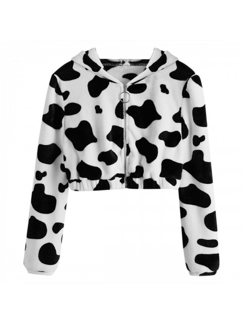 Hoodie for Teen Girls/Womens Cow Printing Crop Pul...