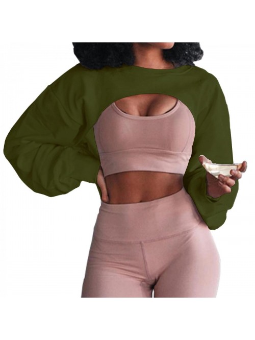 Women's Crewneck Long Sleeve Crop Tops Workout Gym...